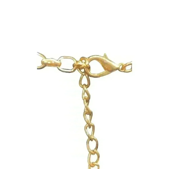 Faux pearl statement necklace with crystal pendant. 16 inches - Picture 4 of 4